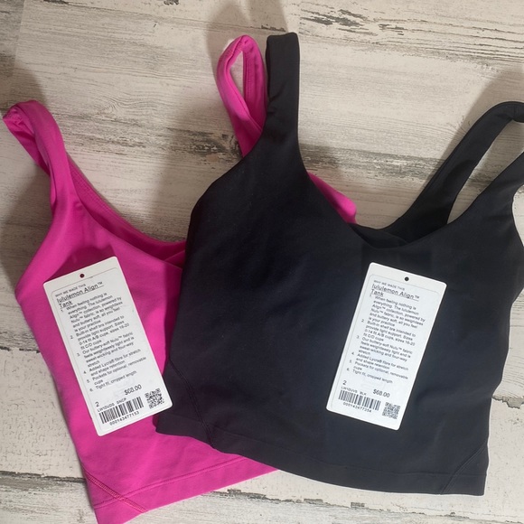 lululemon athletica Tops - Bundle of Lululemon Align Tanks - Black & Hot Pink